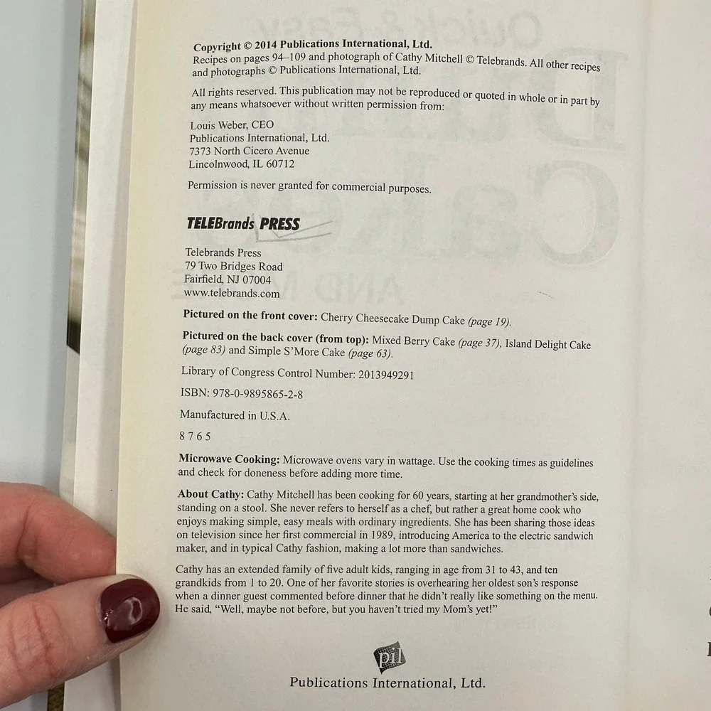Cathy Mitchell Dump Cakes Dump Dinners Lot 2 Quick Easy‎ 2014 Hardcover 250